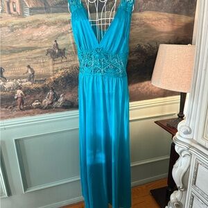Adonna Turquoise Lace Maxi Nightgown